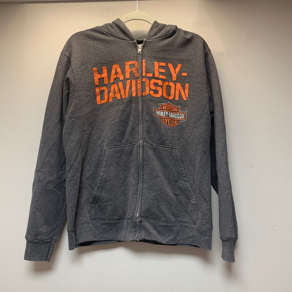 Harley Davidson Zip Hoodie Mens M Gray Smoky Mountain TN 2015 Good Biker Graphic